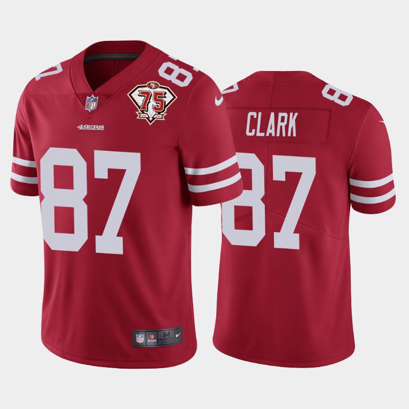 Men San Francisco 49ers #87 Dwight Clark Nike Scarlet 75th Anniversary Vapor Limited NFL Jersey